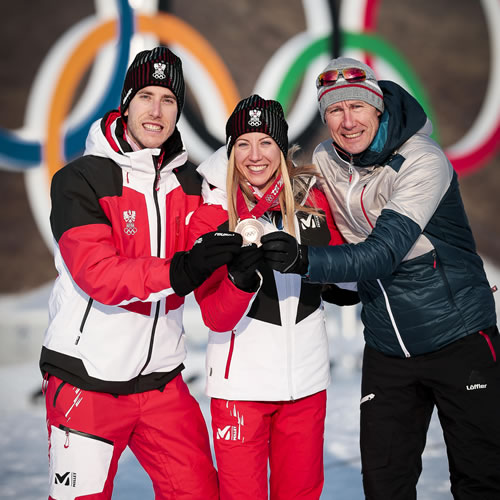 Teresa Stadlober mit Papa Lois und Bruder Luis © NordicFocus